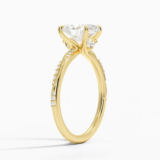 2 ct Oval Lab Grown Diamond Engagement Ring with Pavé Band