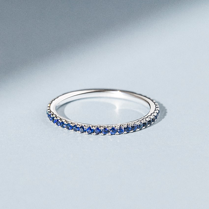 Sapphire French Pavé Eternity Band