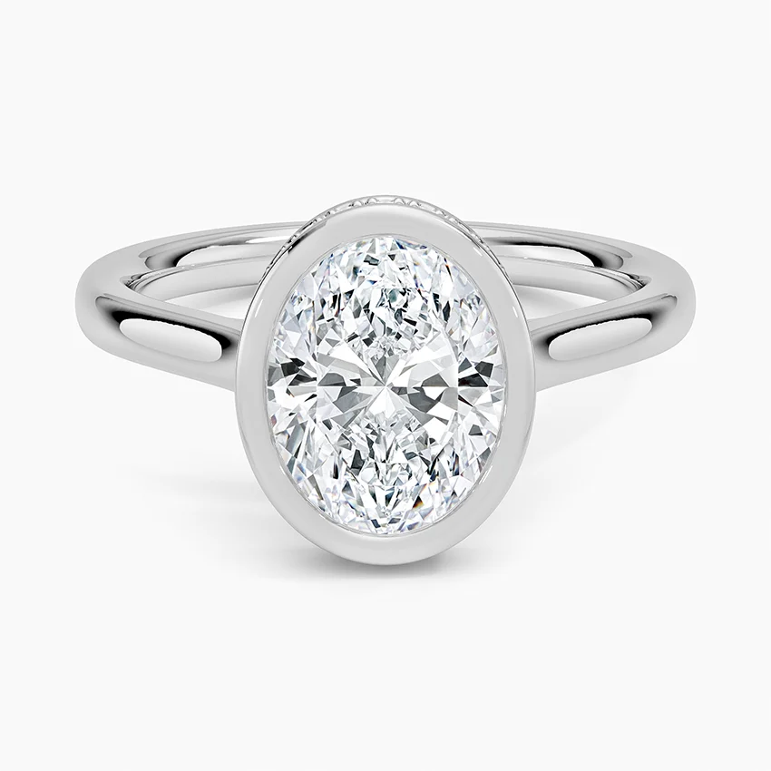 2 ct Oval Lab Grown Diamond Bezel Engagement Ring
