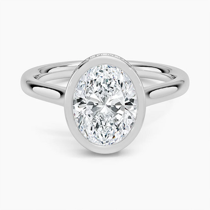 2 ct Oval Lab Grown Diamond Bezel Engagement Ring