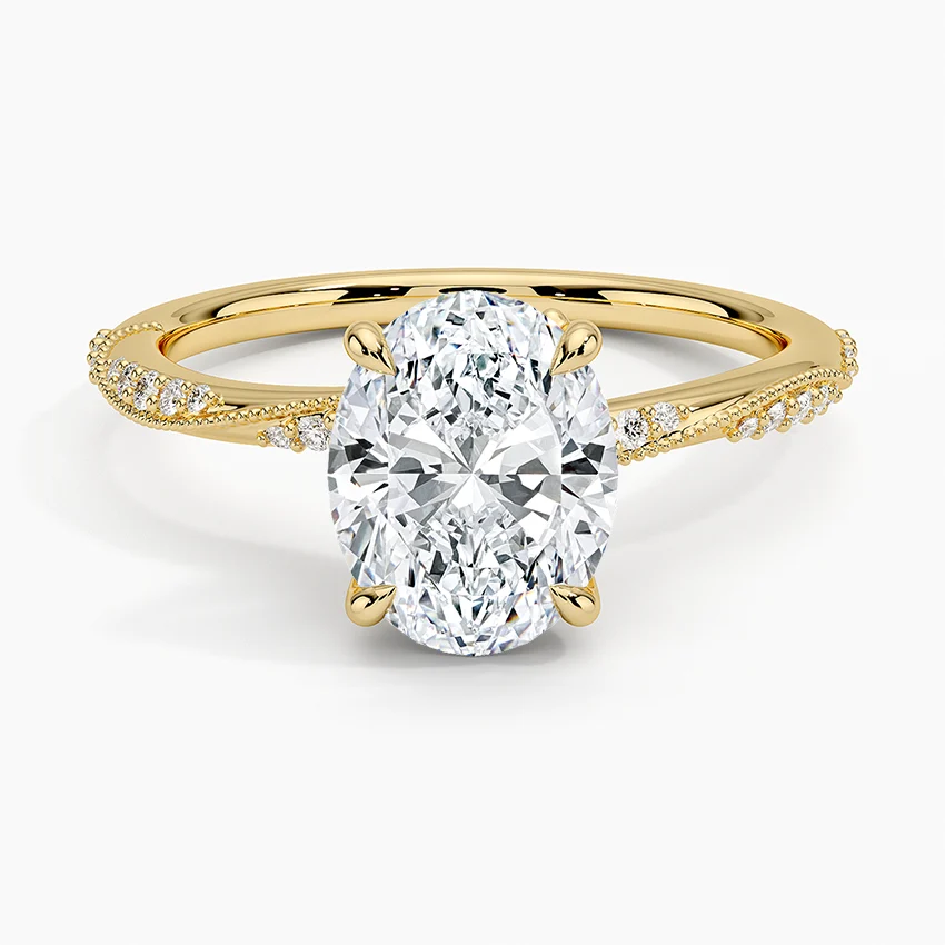 2 ct Oval Lab Grown Diamond Engagement Ring with Pavé Band