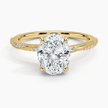 2 ct Oval Lab Grown Diamond Engagement Ring with Pavé Band