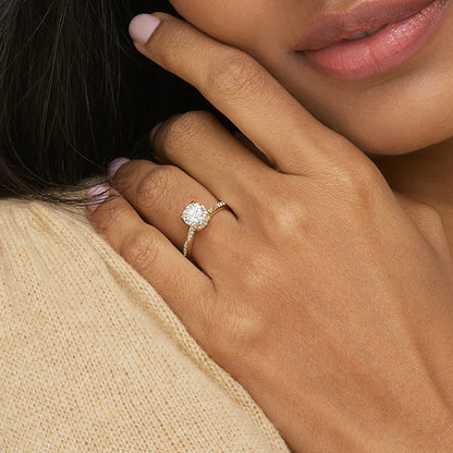 2 ct Oval Lab Grown Diamond Engagement Ring with Pavé Band