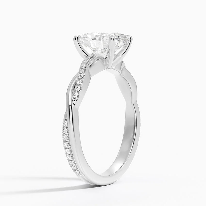 2 ct Oval Lab Grown Diamond Twisted Band Engagement Ring