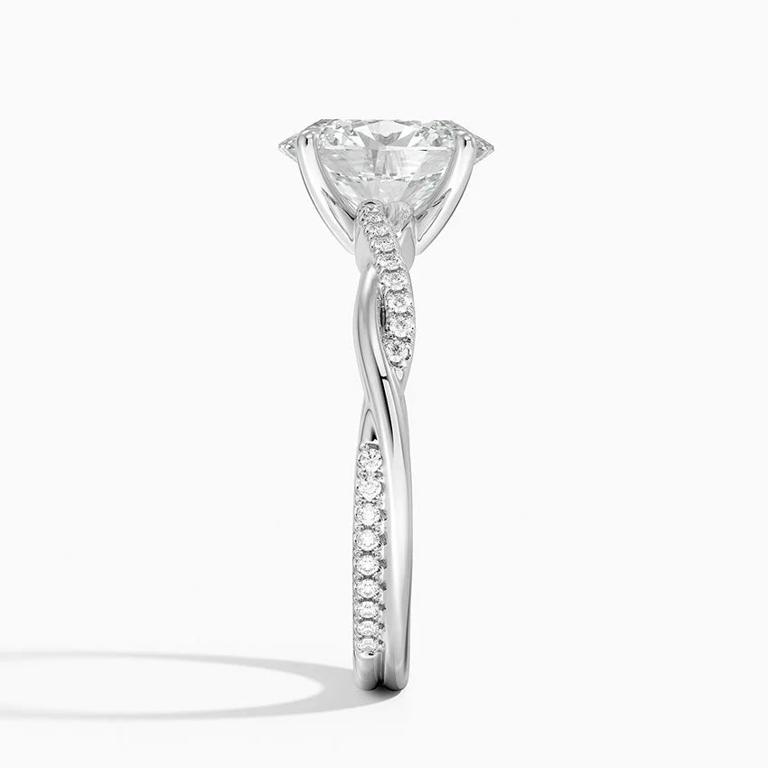 2 ct Oval Lab Grown Diamond Twisted Band Engagement Ring