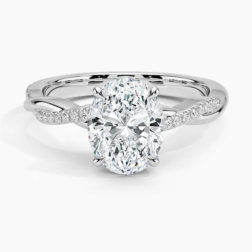 2 ct Oval Lab Grown Diamond Twisted Band Engagement Ring