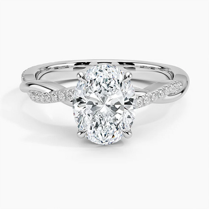 2 ct Oval Lab Grown Diamond Twisted Band Engagement Ring