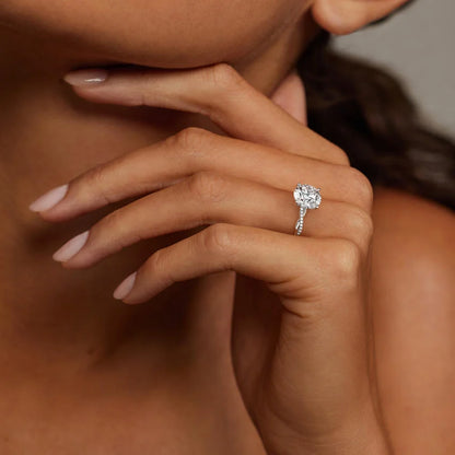 2 ct Oval Lab Grown Diamond Twisted Band Engagement Ring