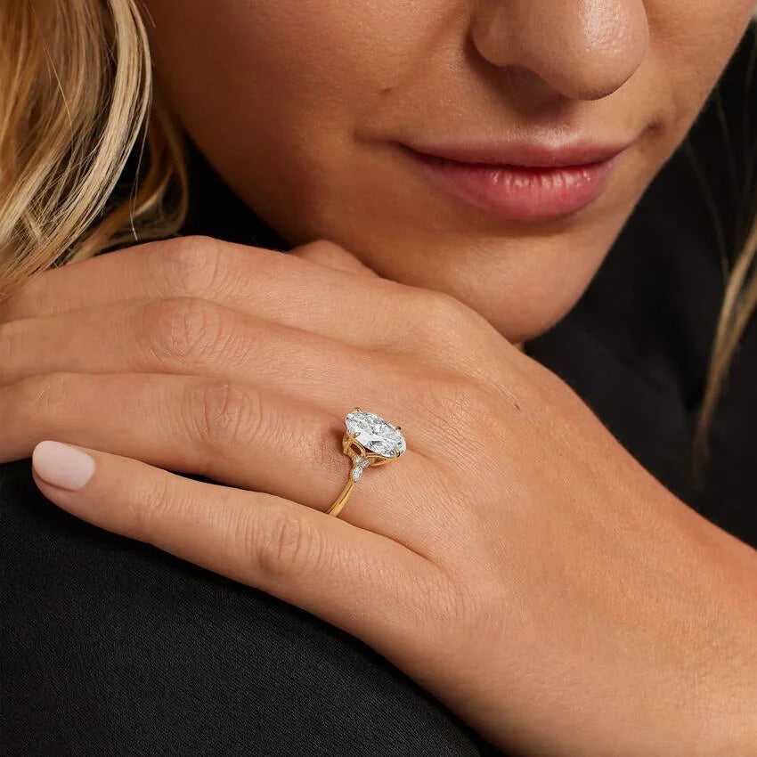 2 ct Oval Lab Grown Diamond Engagement Ring with Side Stones