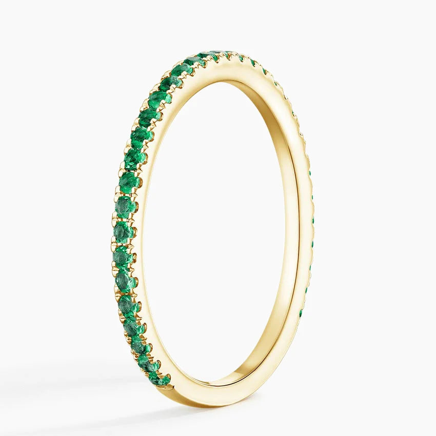 Emerald French Pavé Eternity Band