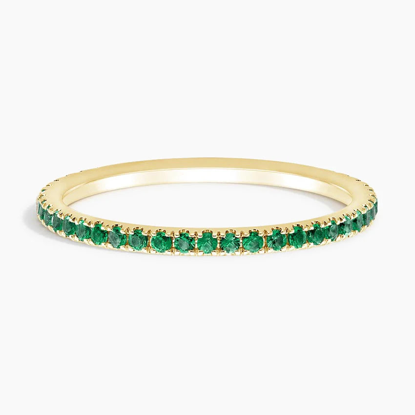 Emerald French Pavé Eternity Band