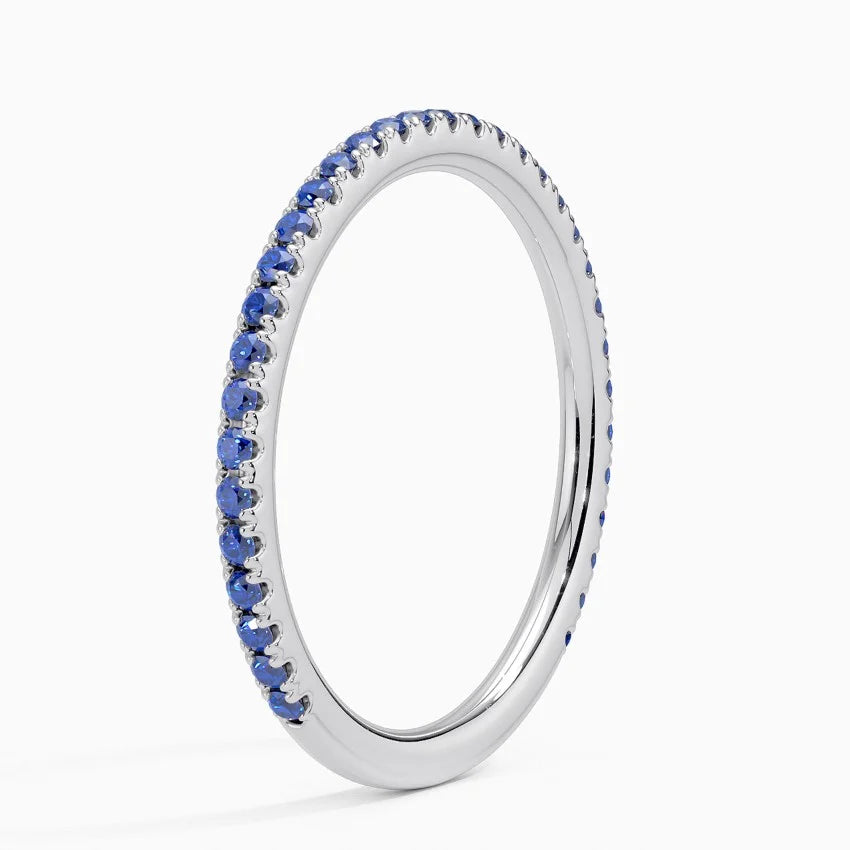 Sapphire French Pavé Eternity Band