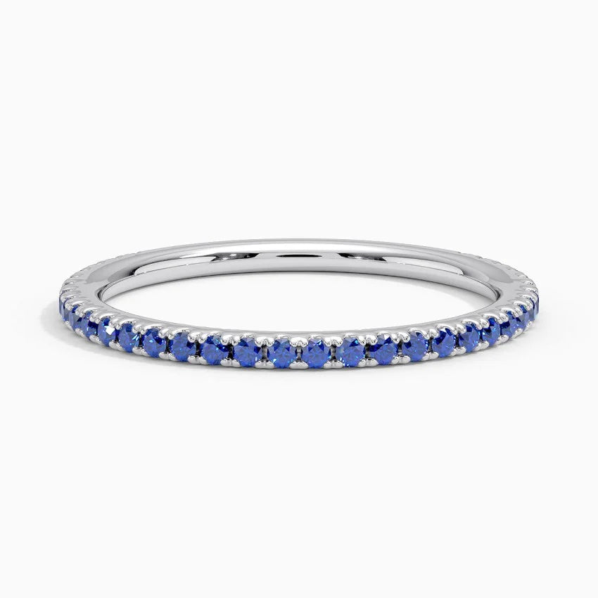 Sapphire French Pavé Eternity Band