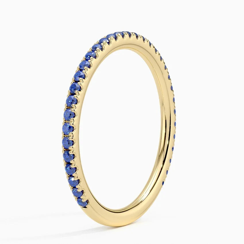 Sapphire French Pavé Eternity Band