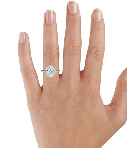 2 ct Oval Lab Grown Diamond Bezel Engagement Ring