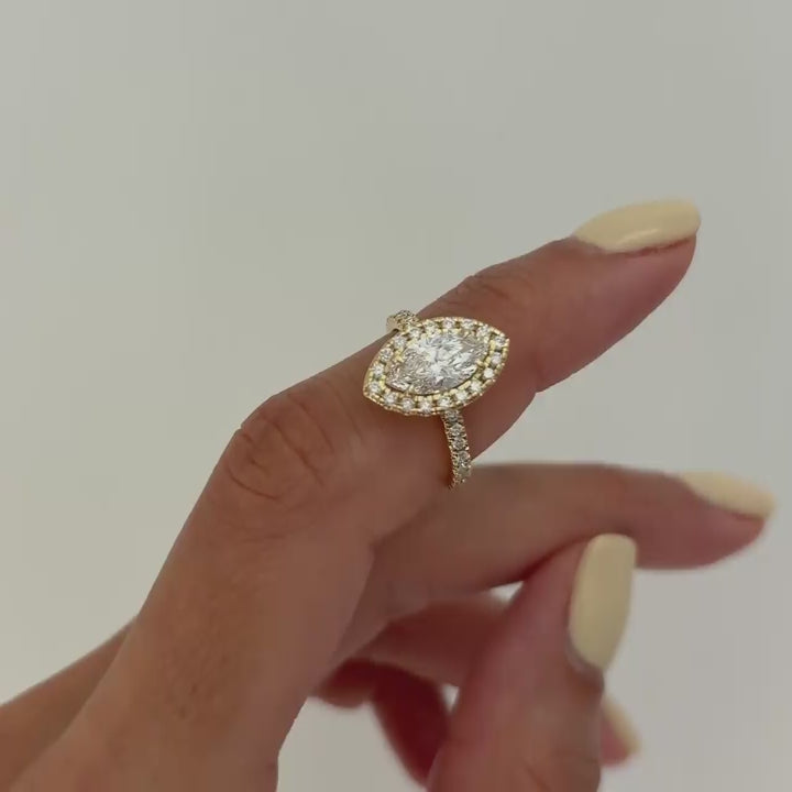 Halo & Pavé 3.0 ct Diamond Engagement Ring